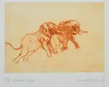 Frank Hodgkinson, Elephant Foreplay, 1991, etching 41/50