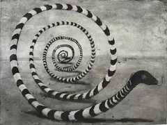 Geoffrey Ricardo, The Long Snake, 1997, etching and aquatint TP