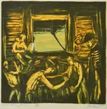 Pro Hart, Cook Loading Stores, 1970, screenprint 33/100