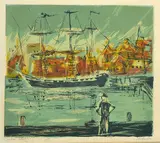 Pro Hart, Cook at Whitby, 1970, screenprint 14/100
