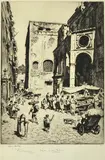 Little Market, San Gaetano, Naples by Lionel Lindsay, 1927, etching, edition of 100, sold Aug 2015