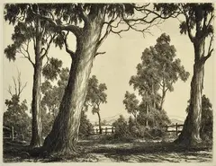 Ernest Abbott, Home Road, etching