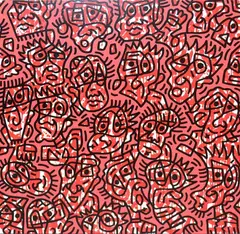 Justin Feuerring, Facial Forms (Red), 2015, enamel on canvas
