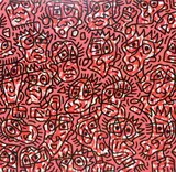Justin Feuerring, Facial Forms (Red), 2015, enamel on canvas
