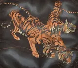 Norbertine Bresslern-Roth, Tigers Drinking, linocut