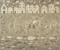 Michael Leunig, The Philosophers Garden, etching 2/75