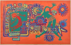 Mathias Kauage, Independence Celebration, c.1972, lithograph 45/50