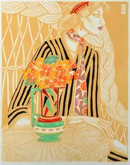 Greg Irvine, Nasturtiums, hand-coloured lithograph 3/25