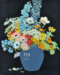 Hal Thorpe, A Country Bunch, hand coloured woodcut