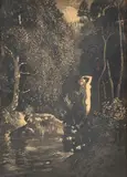 Two Figures in Arcadia by Lionel Lindsay, etching, sold May 2015