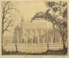 Cyril Dillon, Chapel Melbourne Grammar, etching