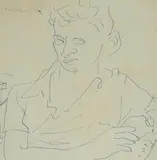 Jon Molvig, Self Portrait, 1952, ink on paper
