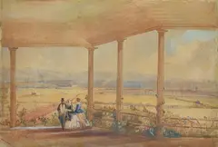 Frederick Garling, View from the Verandah at Hobartville, Seat of Mrs. W. Cox, watercolour