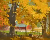 Percy Leason, Autumn Colours, 1955, oil on canvas