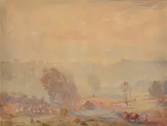 Cattle in Landscape by Hans Heysen, watercolour, sold Jun 2015