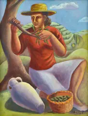 Andrew Antoniou, The Olive Picker, 1996, oil on board