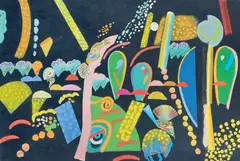 Summer Night by Colin Lanceley, 1987, mixed media on paper, sold Jun 2015