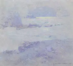 John William Tristram, Coastal Scene at Twilight, 1921, watercolour