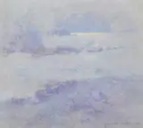 John William Tristram, Coastal Scene at Twilight, 1921, watercolour