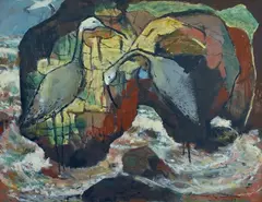 Clifton Pugh, Seabirds, 1989, oil on board