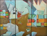 Bruno Leti, Port Emblem 1984, triptych, oil on canvas