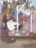 Jamie Boyd, Red River Bank and Bird oil on canvas
