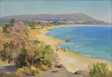 Ernest Buckmaster, Beach Scene oil on canvas