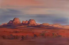 John Borrack, The Olgas, Alice Springs 1987 watercolour, watercolor
