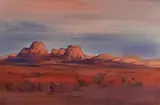 John Borrack, The Olgas, Alice Springs 1987 watercolour, watercolor