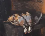 Peter Churcher, Two Partridges 2008 oil on canvas, oil