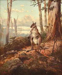 J. A. Turner, Kangaroo in Clearing 1885 oil on canvas, oil