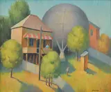 Harold Greenhill, The Gasball, Manly 1943 oil on board, oil