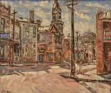 Danila Vassilieff, Fitzroy Street Scene c.1938 oil on board