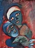 Mirka Mora, Children and Bird 1966 gouache on paper