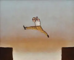 Leaping Man 2004 oil on canvas by David Dalla Venezia, oil, sold Mar 2015