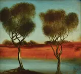 Pro Hart, Study in Trees oil on board, oil