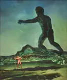 Figure in a Psychoscape oil on board by James Gleeson, oil, sold Mar 2015