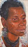 Woman from Angoram Sepik River 1968 oil on board by Margaret Olley, oil, offered Mar 2015
