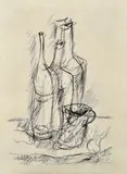 Yosl Bergner, Bottles 1979 chinagraph pencil signed lower right (in Hebrew) 40 x 30cm, drawing