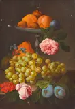 Johann Nepomuk Mayrhofer, Still Life with Fruit and Flowers oil on panel, oil