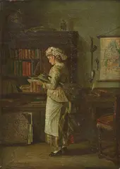 John Stevens, cWoman Reading oil on canvas, oil