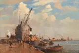 Arthur J. W. Burgess, Tilbury Docks oil on board, oil