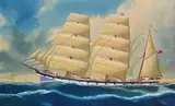 A.V. Gregory, The Cloch, a Three Masted Barque 1903 watercolour and gouache, watercolor