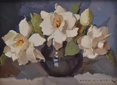 Alan D. Baker, Gardenias No. 2 oil on board, oil