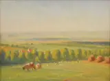 Charles Wheeler, Landscape with Cattle oil on board