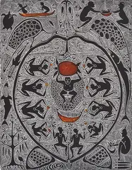 Dennis Nona, Gobba 2000 hand-coloured linocut, print (other)
