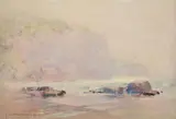 John William Tristram, Coastal Mist 1924 watercolour, watercolor
