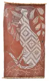 Bobby Barrdjaray Nganjmifra, Kangaroo of the Ubar Ceremony natural earth pigments on bark inscribed with cat. no. 'OE-03 GLMOI' verso 113 x 61cm (irregular)