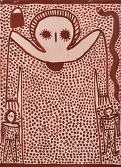 Wandjina acrylic on canvas by Lily Karadada, acrylic, offered Mar 2015