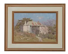 Percy Lindsay, House in Rural Setting, Oil on board, 24 x 35.7 cm, oil